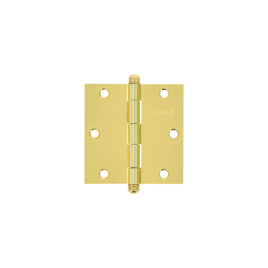 Bisagra cuadrada 3-1/2', latonado, cabeza redonda, Hermex Caja con 10, 43233