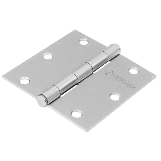 Bisagra cuadrada 3-1/2', satinado, cabeza redonda, Hermex Caja con 10, 43257