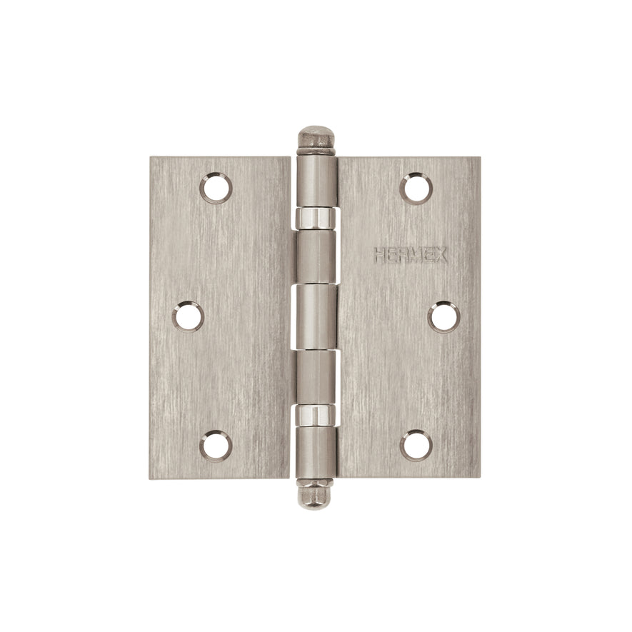 Bisagra cuadrada 3-1/2' acero inox, cabeza redonda, Hermex Caja con 10, 43223