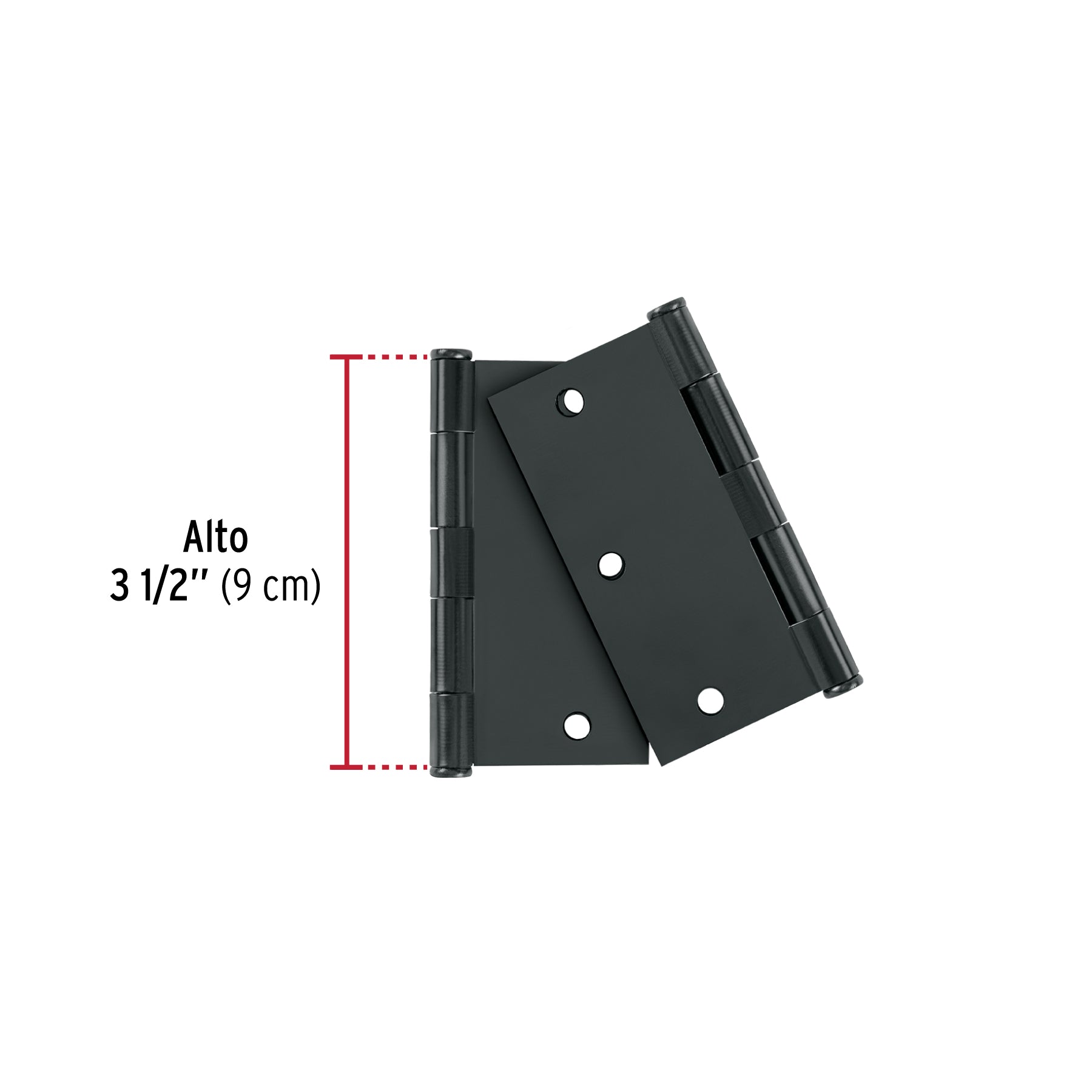 Bolsa con 2 bisagras cuadradas 3-1/2', acero negro, BASIC Caja con 6, 29068