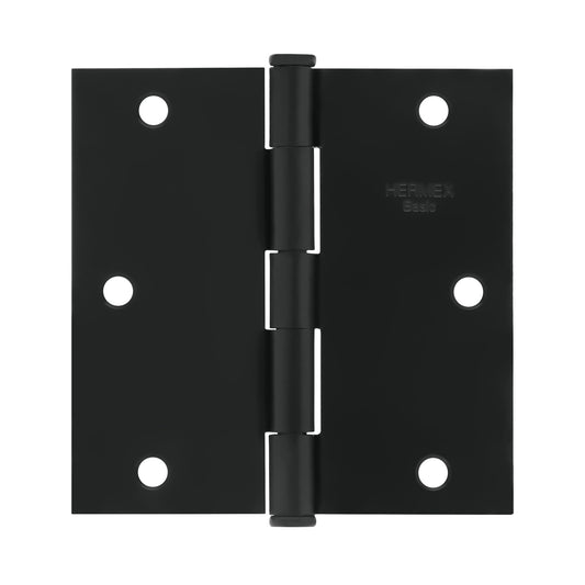 Bisagra cuadrada 3-1/2', negro mate, cabeza plana, Basic Caja con 10, 27135