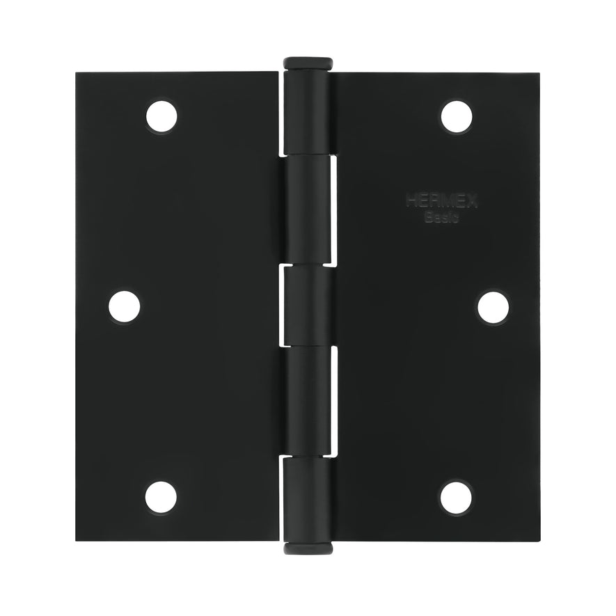 Bisagra cuadrada 3-1/2', negro mate, cabeza plana, Basic Caja con 10, 27135