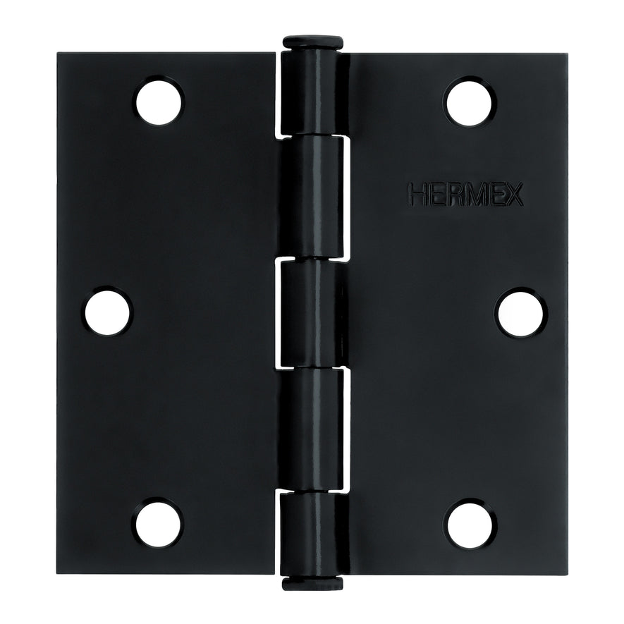 Bisagra cuadrada 3 1/2', negro mate, cabeza plana, Hermex Caja con 10, 46708