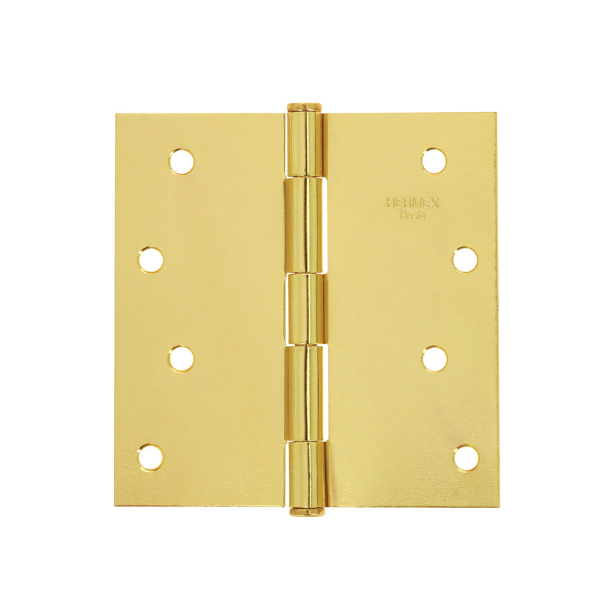 Bisagra cuadrada, 4',latonado, cabeza plana, Hermex Basic Caja con 10, 23686
