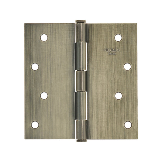 Bisagra cuadrada 4', latón antiguo, cabeza plana, Basic Caja con 10, 25105