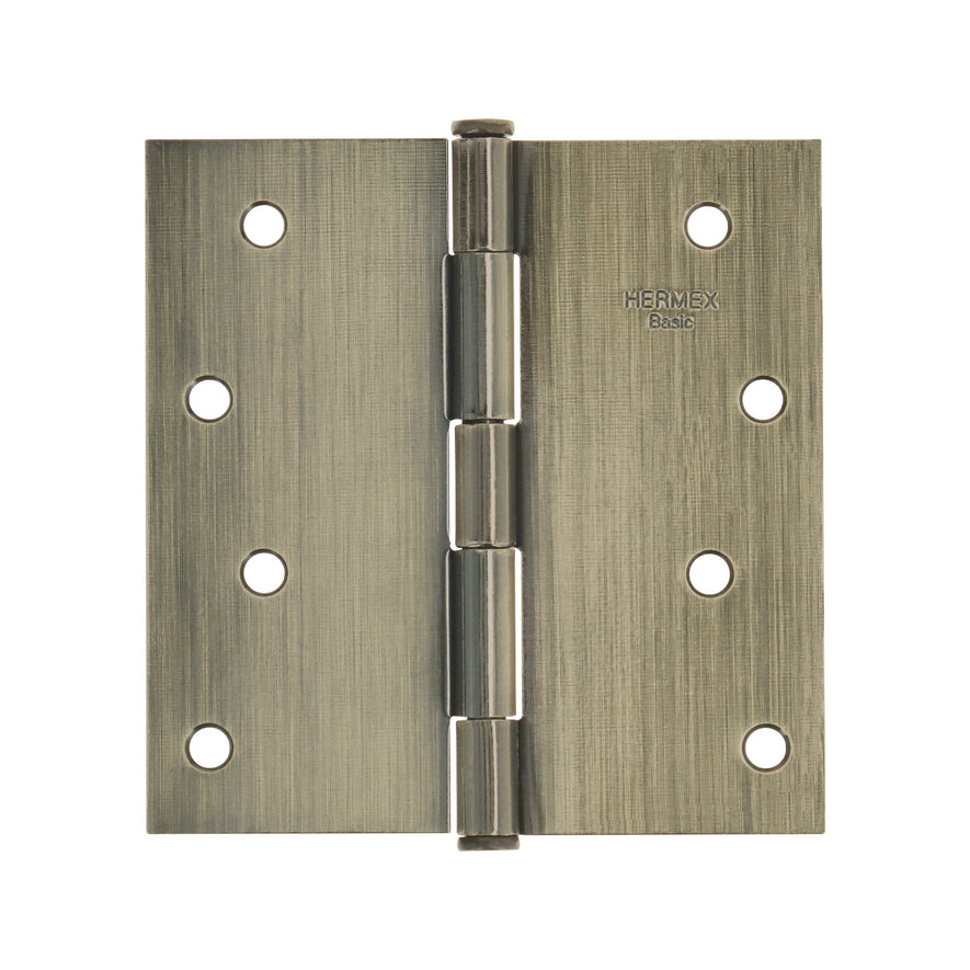 Bisagra cuadrada 4', latón antiguo, cabeza plana, Basic Caja con 10, 25105