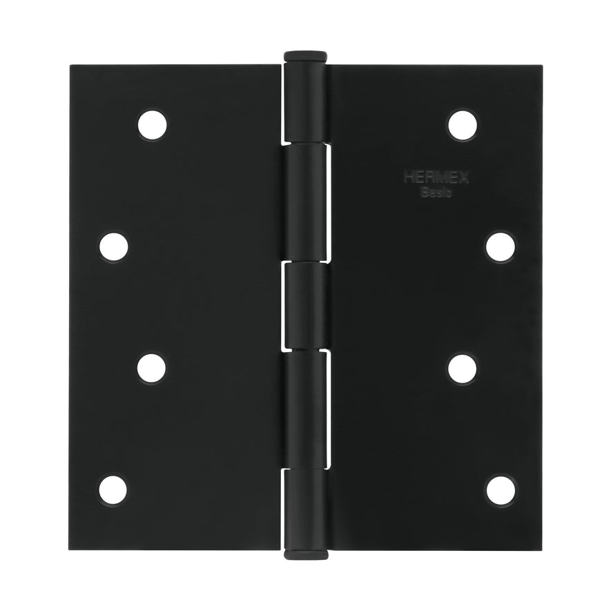 Bisagra cuadrada 4', negro mate, cabeza plana, Basic Caja con 10, 27136