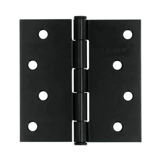 Bisagra cuadrada 4', negro mate, cabeza plana, Hermex Caja con 10, 46709