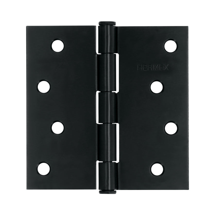 Bisagra cuadrada 4', negro mate, cabeza plana, Hermex Caja con 10, 46709