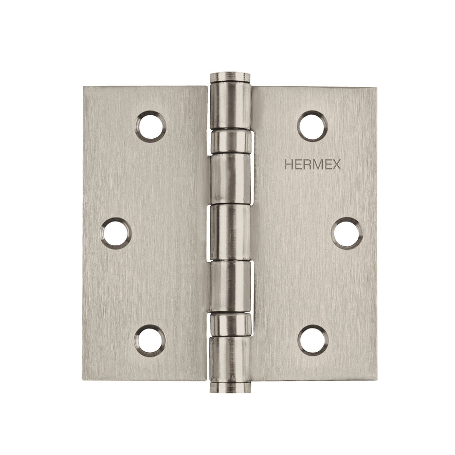 Bisagra cuadrada 4' acero inox, cabeza plana, Hermex Caja con 10, 43229