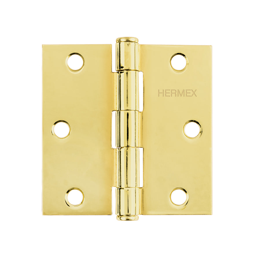 Bisagra cuadrada 3', latonado, cabeza plana, Hermex Caja con 20, 43237