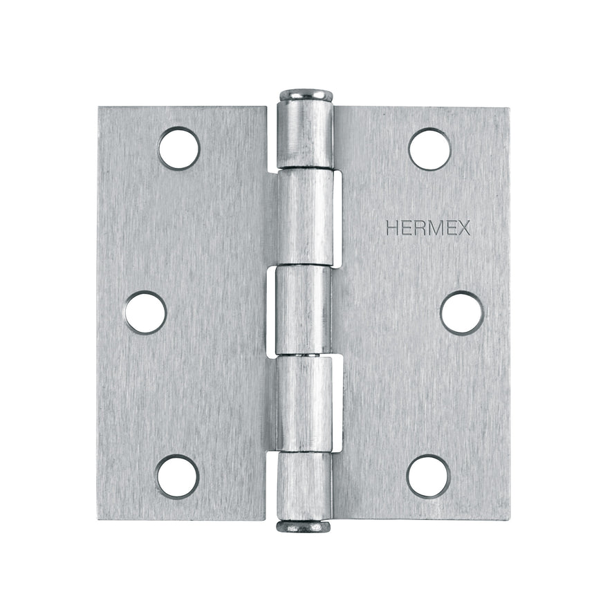 Bisagra cuadrada 4', satinado, cabeza plana, Hermex Caja con 10, 43263