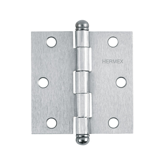 Bisagra cuadrada 4' acero inox, cabeza redonda, Hermex Caja con 10, 43224