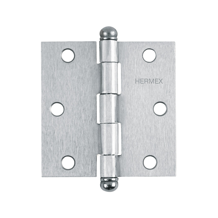 Bisagra cuadrada 4' acero inox, cabeza redonda, Hermex Caja con 10, 43224