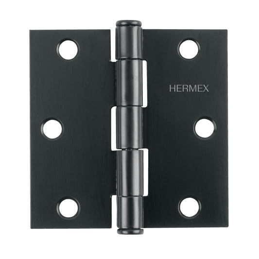 Bisagra cuadrada 2', negro mate, cabeza plana, Hermex Caja con 10, 46706