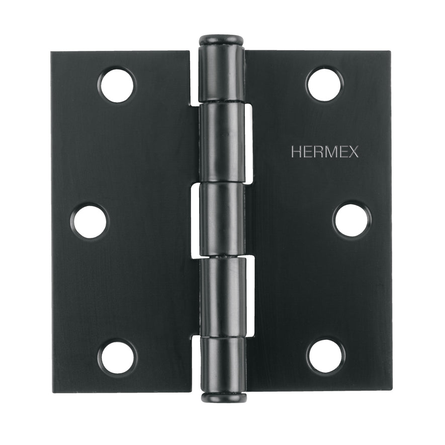 Bisagra cuadrada 2', negro mate, cabeza plana, Hermex Caja con 10, 46706