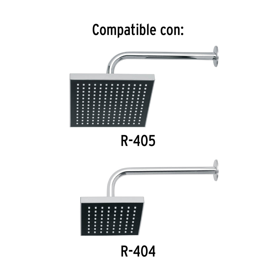 Brazo recto con chapetón para regadera, 30 cm, cromo, Foset, 44506