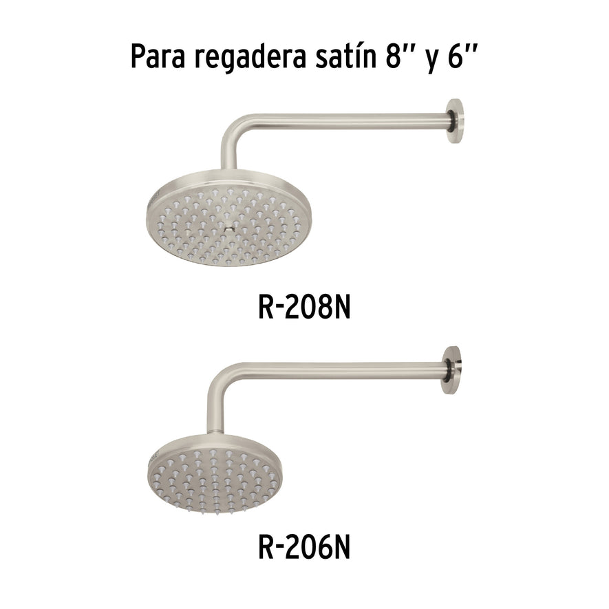Brazo y chapetón de repuesto para regadera, 30 cm, satinado, 45588