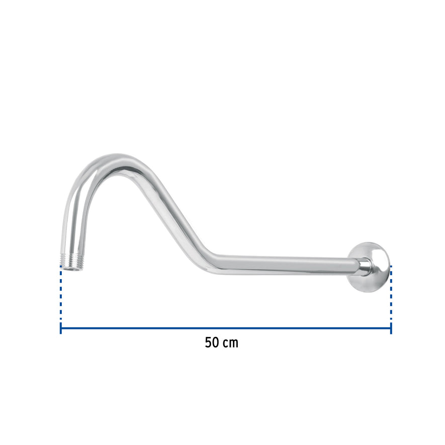 Brazo de 50 cm y chapetón tipo gancho para regadera, Aero, 44508