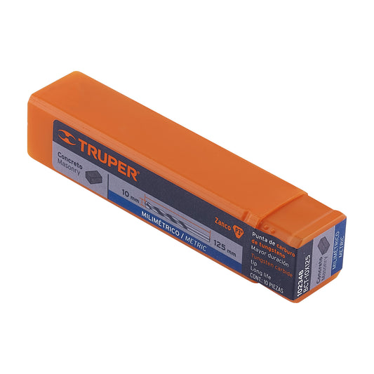 Broca para concreto 10 x 125 mm, Truper Caja con 10, 102348