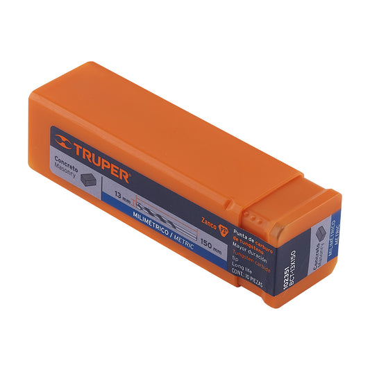 Broca para concreto 13 x 150 mm, Truper Caja con 10, 102351