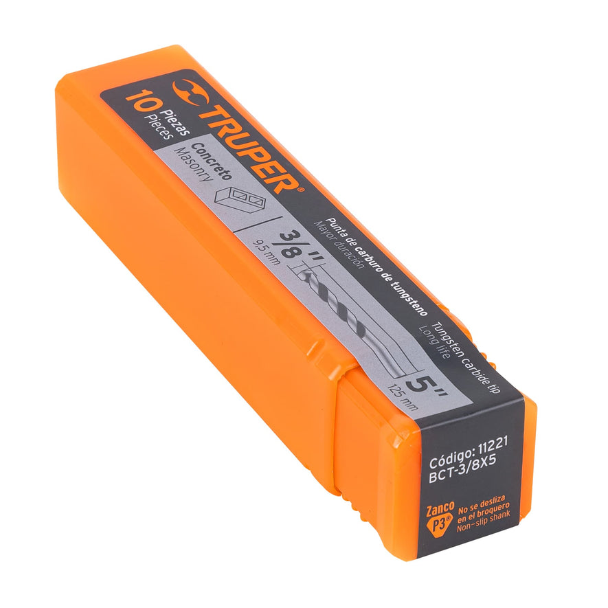 Broca para concreto de 3/8 x 5', Truper Caja con 10, 11221