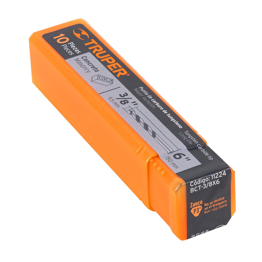 Broca para concreto de 3/8 x 6', Truper Caja con 10, 11224