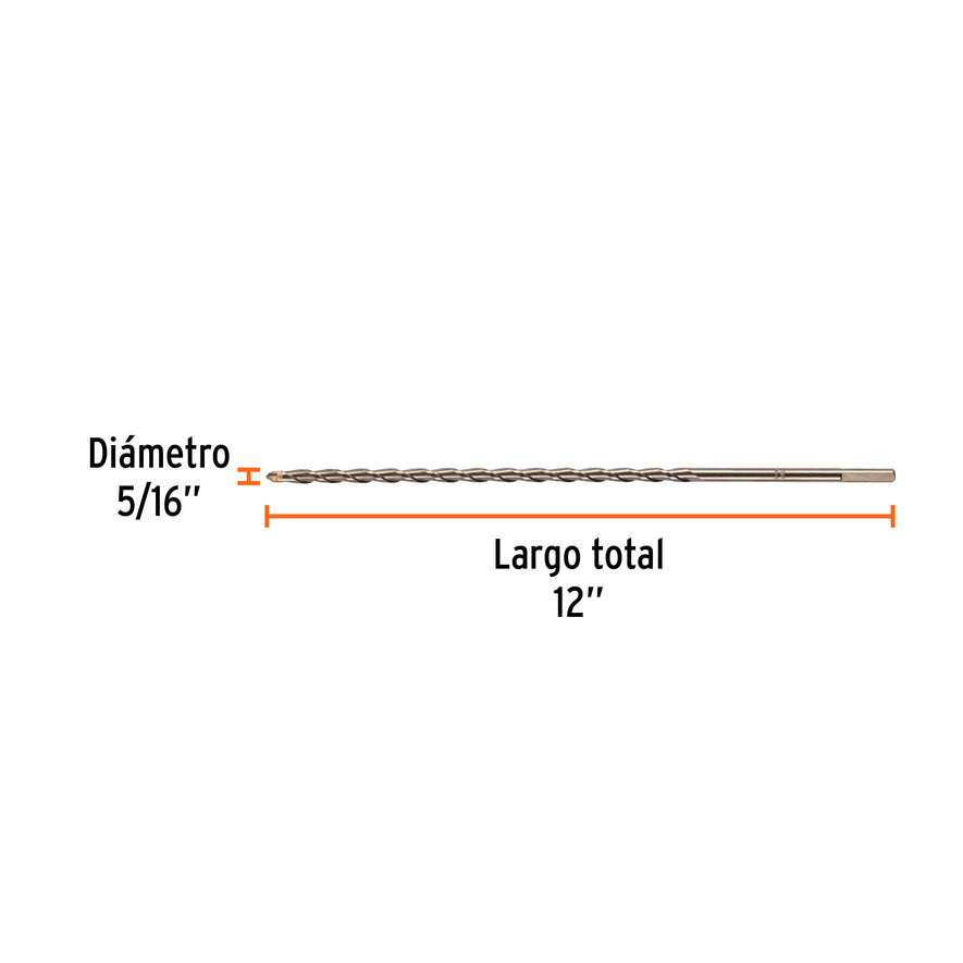 Broca para concreto de 5/16 x 12', Truper Caja con 10, 11218
