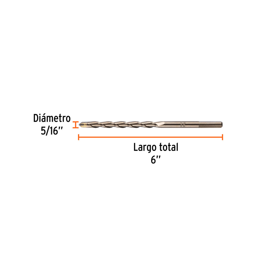 Broca para concreto de 5/16 x 6' en blíster, TRUPER Caja con 10, 12757
