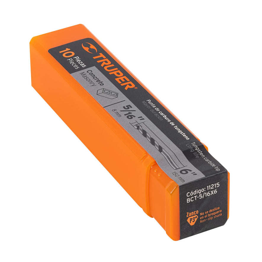 Broca para concreto de 5/16 x 6', Truper Caja con 10, 11215