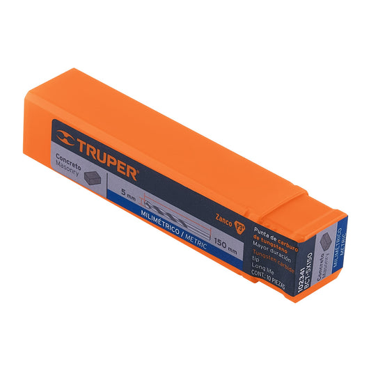 Broca para concreto 5 x 150 mm, Truper Caja con 10, 102341