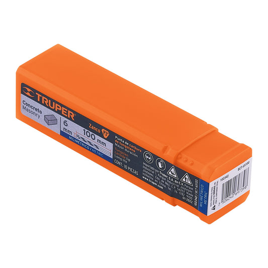Broca para concreto 6 x 100 mm, Truper Caja con 10, 102342