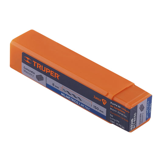 Broca para concreto 8 x 150 mm, Truper Caja con 10, 102346