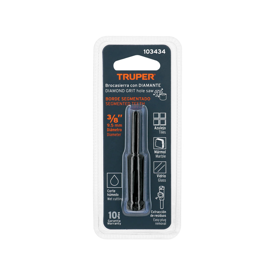 Broca diamantada 10mm (3/8'), TRUPER Caja con 2, 103434