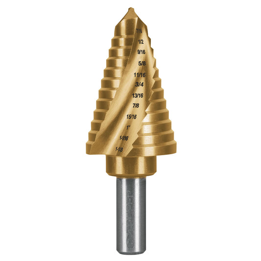 Broca escalonada titanio 12 escalones 7/16' a 1-1/8', Expert, 101555