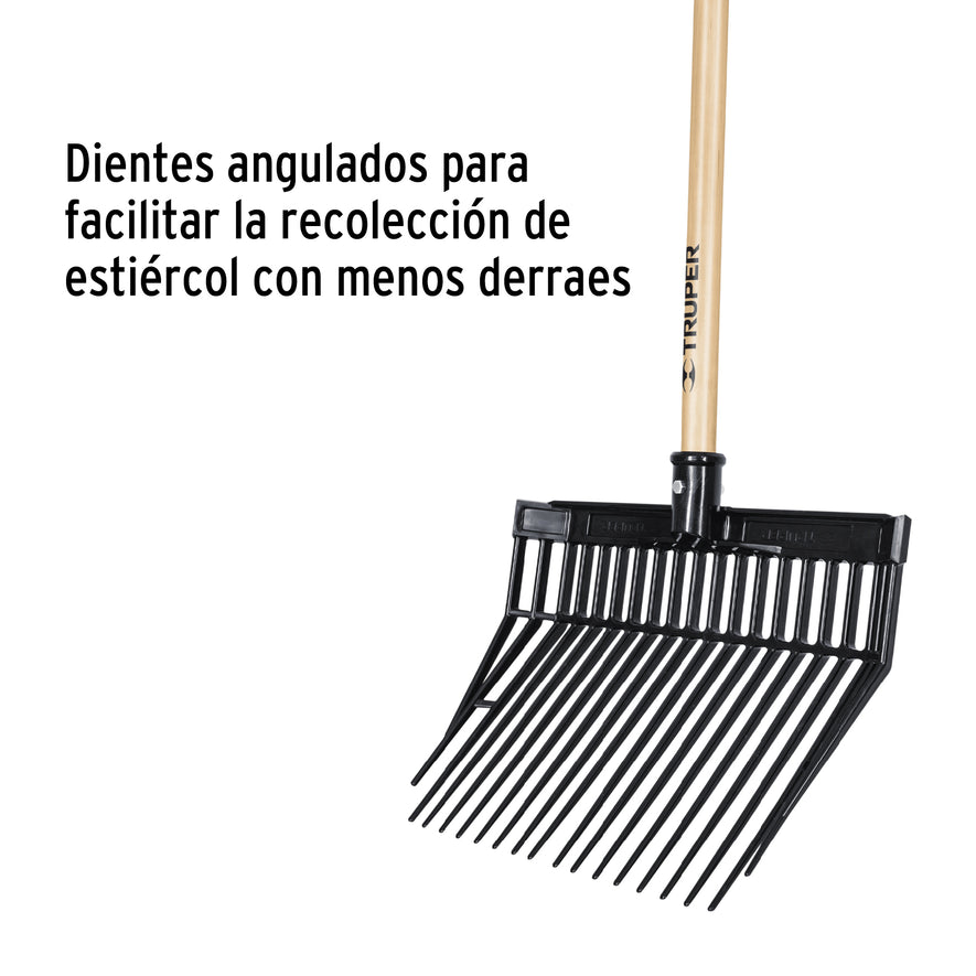 Bieldo para estiércol 16 dientes, mgo largo 54' cab/plástica Caja con 3, 19998