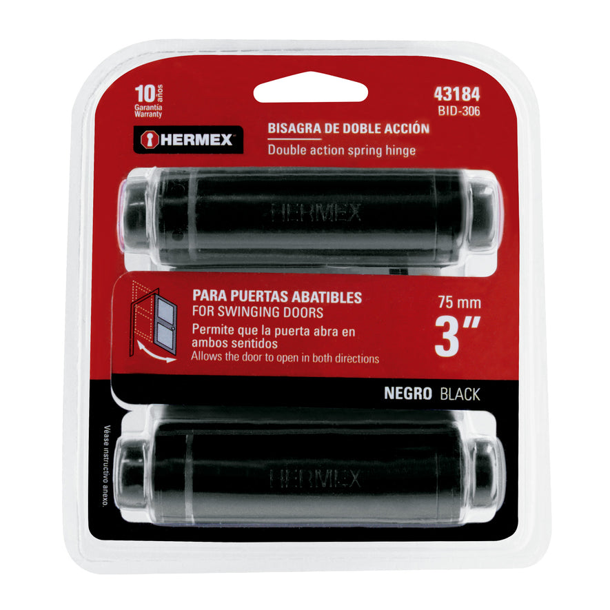 Bisagra de doble acción 3' acero negro, Hermex Caja con 3, 43184