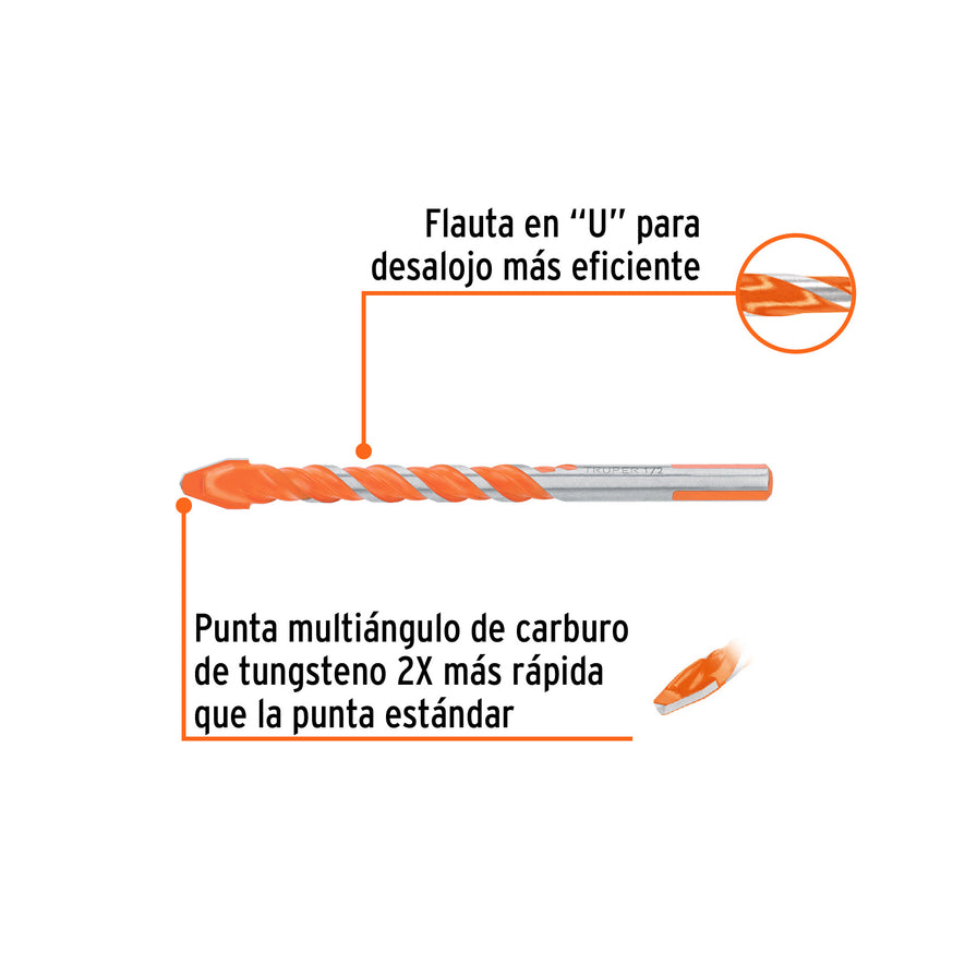 Broca multimaterial 1/2 x 6', Truper Caja con 5, 101809
