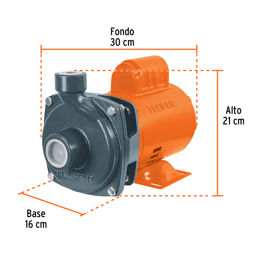 Bomba centrífuga para agua, 1/2 HP, Truper, 100388