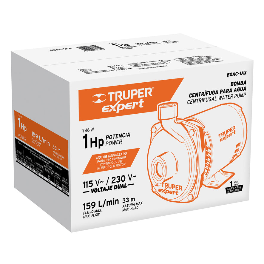 Bomba centrífuga para agua, 1 HP, Truper Expert, 100433