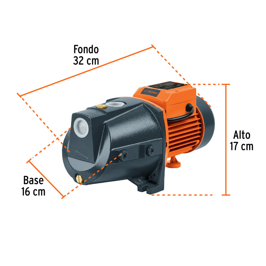 Bomba eléctrica tipo jet para agua, hierro, 1/2 HP, Truper, 12407