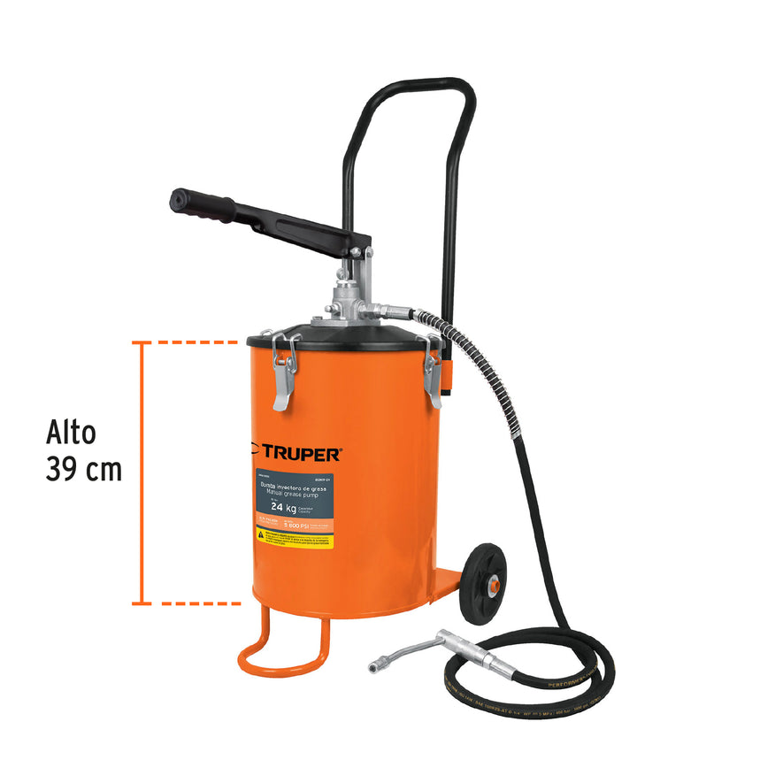 Bomba inyectora de grasa, 24 kg, Truper, 16850