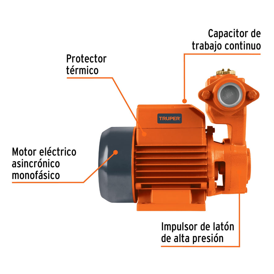Bomba periférica autocebante, 1/2 HP, TRUPER, 12780