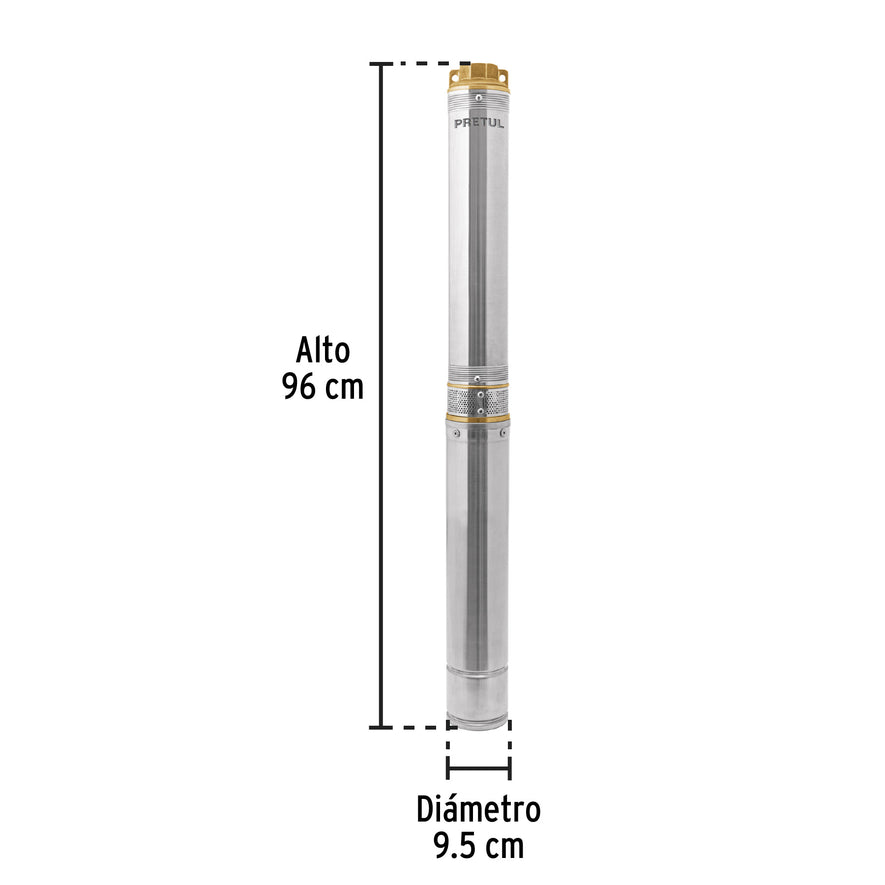 Bomba sumergible, tipo bala, 2 HP, agua limpia, Pretul, 28201