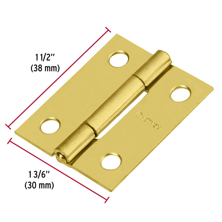 Bolsa con 2 bisagras rectangulares 1-1/2', acero latonado Caja con 6, 43206