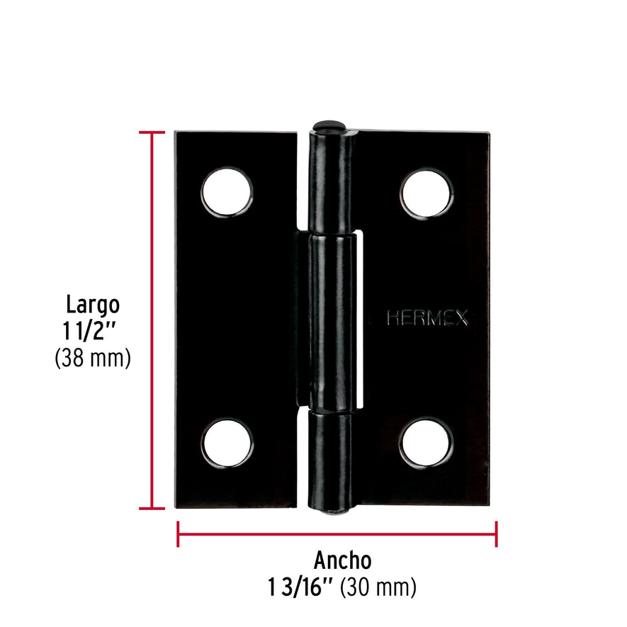 Bisagra rectangular 1-1/2' negra, Hermex Caja con 20, 45633