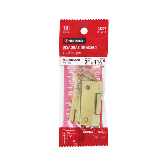 Bolsa con 2 bisagras rectangulares 2', acero latonado Caja con 6, 43207