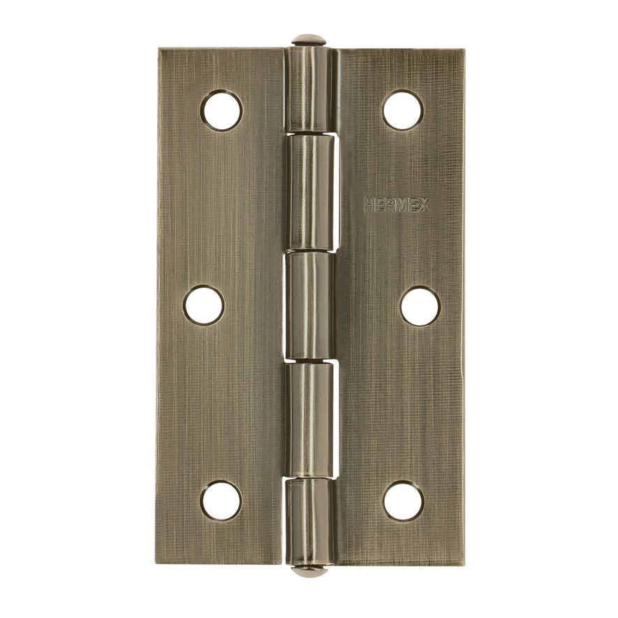 Bisagra rectangular 3-1/2' latón antiguo, Hermex Caja con 10, 46914