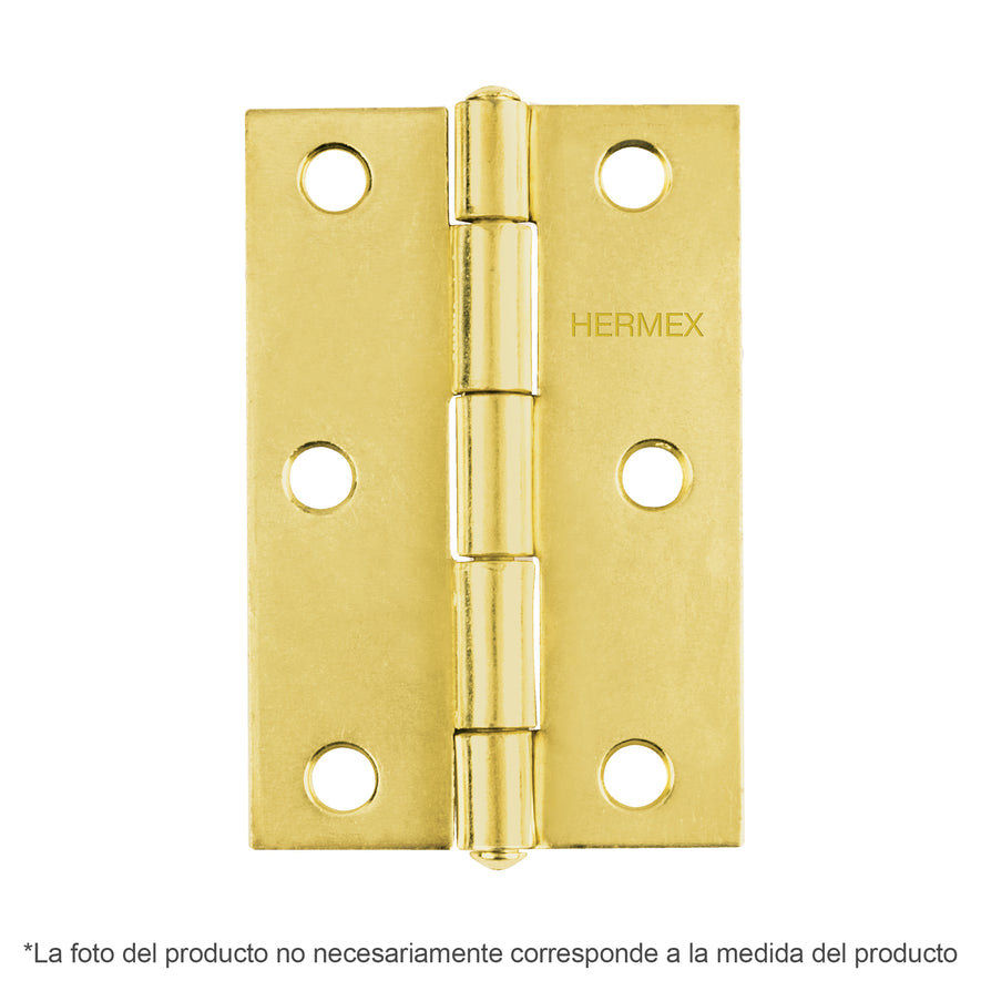 Bisagra rectangular 4' acero latonado, Hermex Caja con 20, 43198