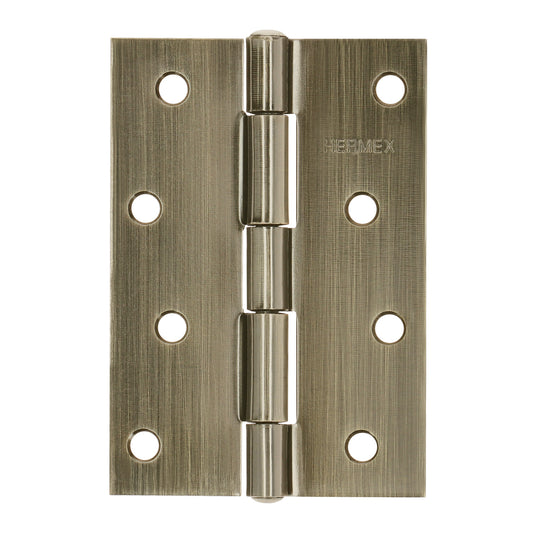 Bisagra rectangular 4' latón antiguo, Hermex Caja con 20, 46915